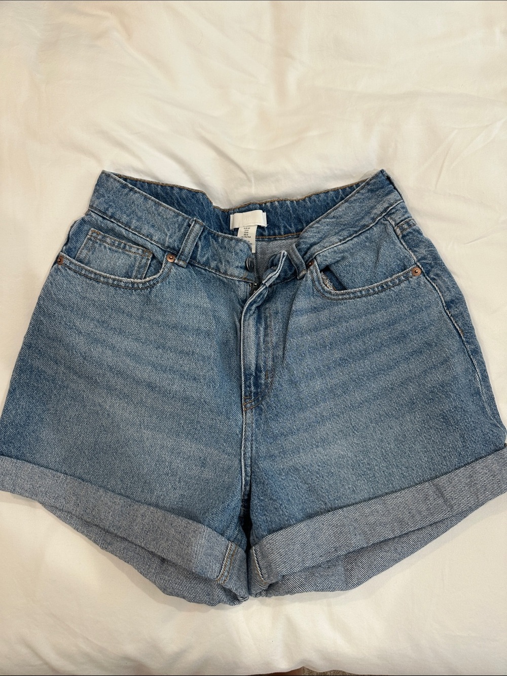 H&M Light Blue Rolled-Hem Denim Shorts